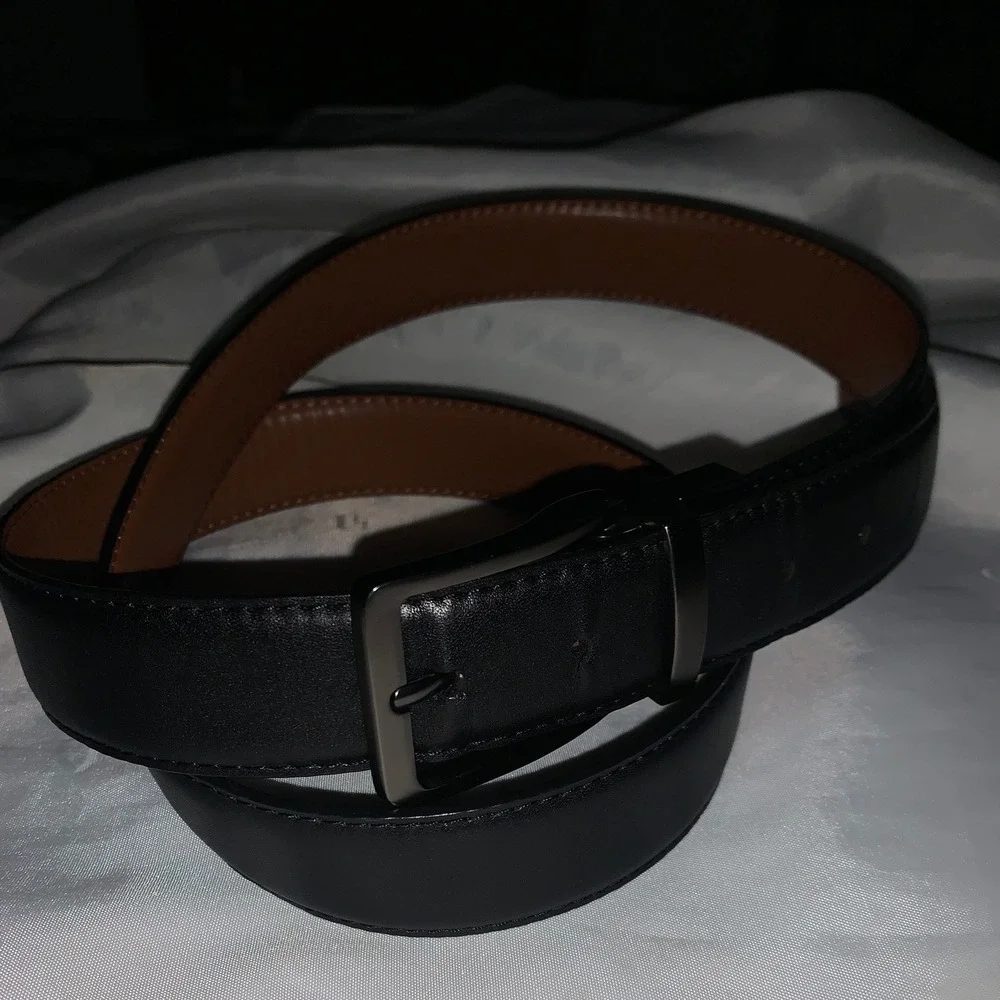 Mens Reversible Leather Belt Black Brown Gunmetal Buckle Dress Accessory‎ 15